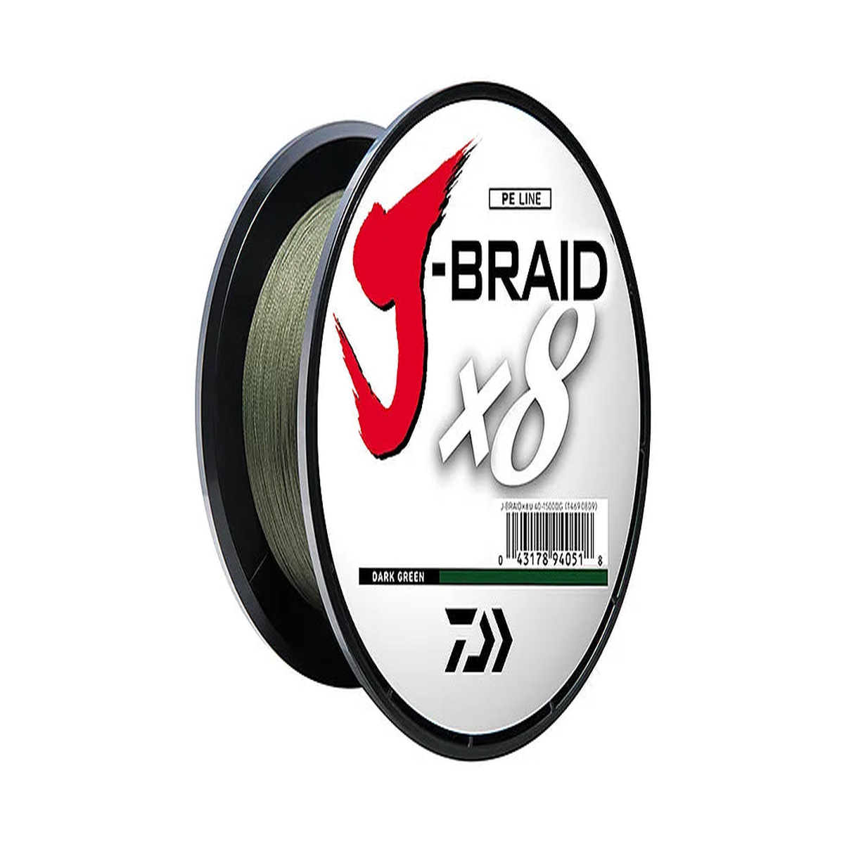 Daiwa Bulk J-Braid x8 Braided Line - 3300yd Spool - 65lb - Dark Green