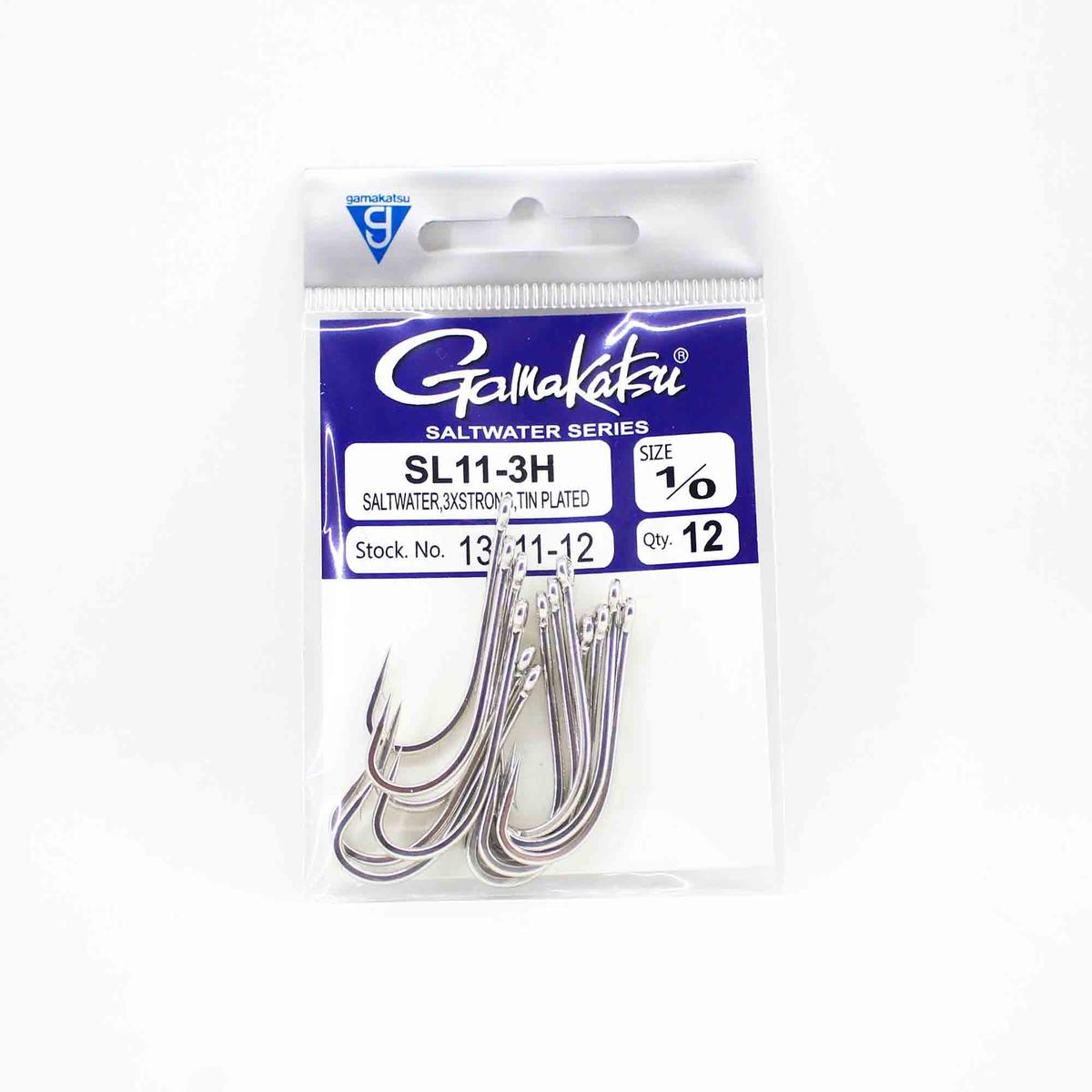 Gamakatsu 13511 SL11-3H Big Game Tin Plated Hook Size 1/0 ,12/pack (3456)
