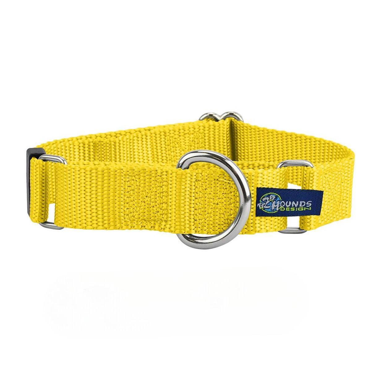 2 Hounds Design 5/8 and 1 Yellow Nylon Martingale Dog Collar