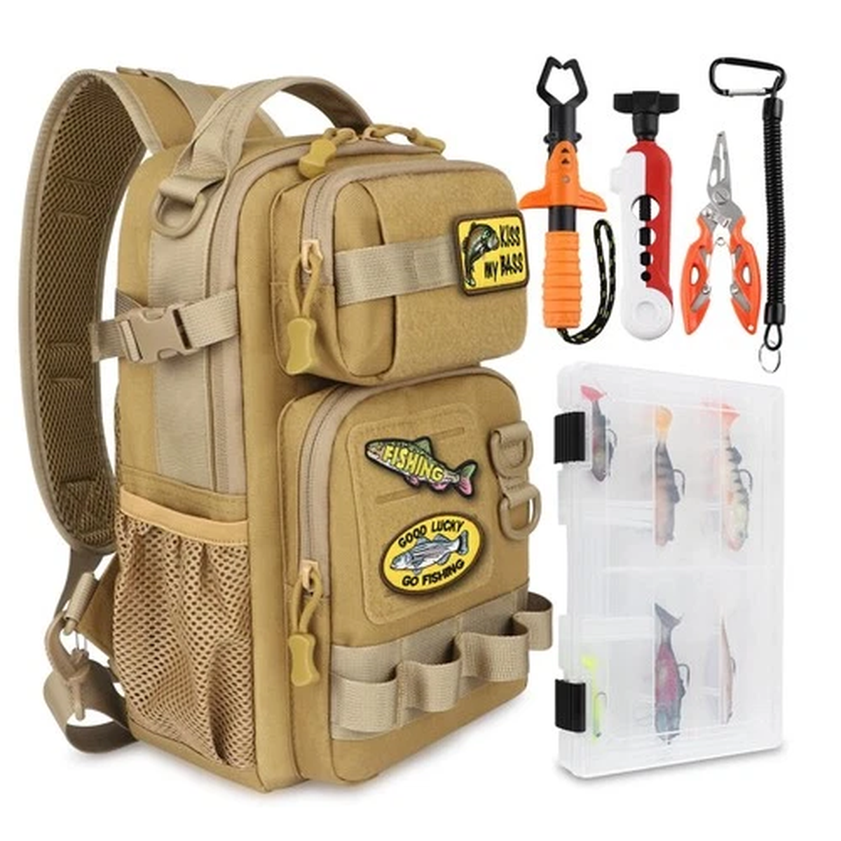 Small Fishing Backpack Fishing Sling Bag with 3600 Tackle Box Small Tackle Ba...