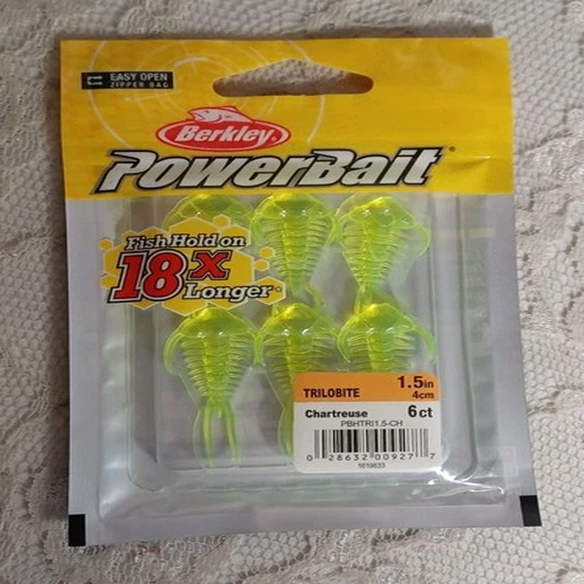BERKLEY POWERBAIT TRILOBITE 1.5" (4cm) CHARTREUSE 6 Ct FISHING TACKLE