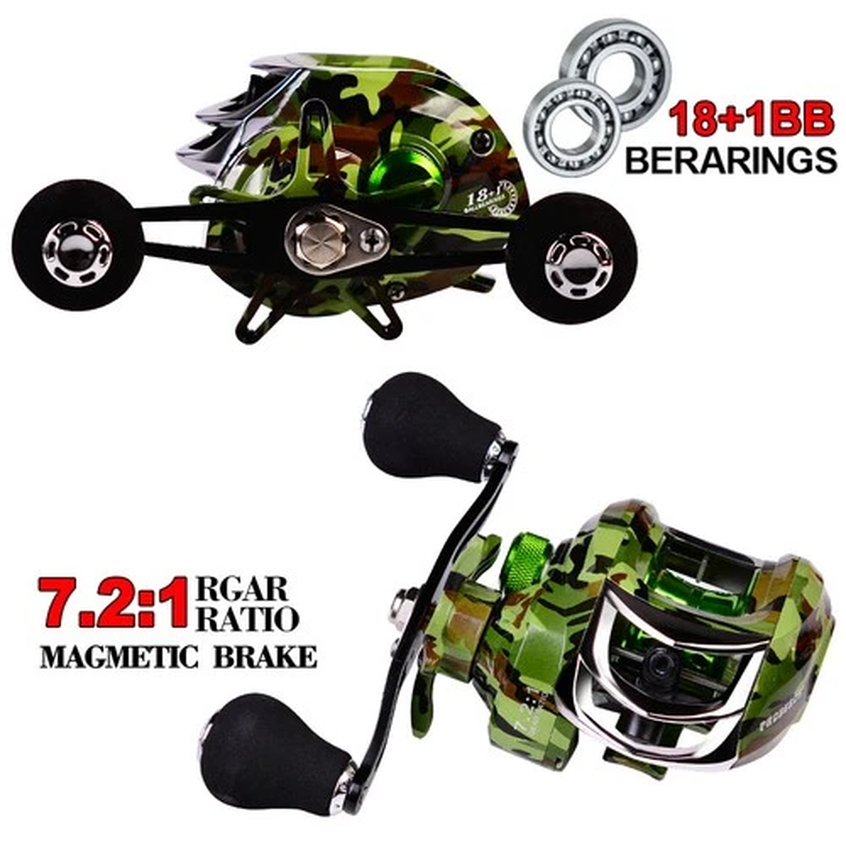 L/R Hand Fishing Baitcasting Reel 18+1BB 7.2:1 Gear Ratio Salt/Freshwater USA