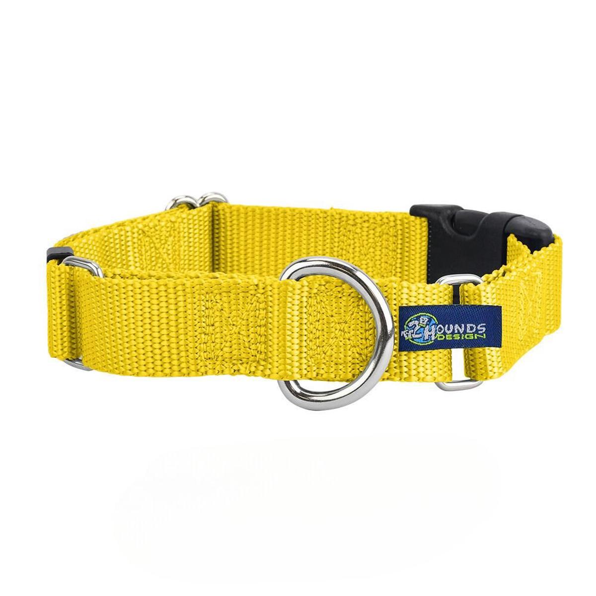 2 Hounds Design 5/8 and 1 Yellow Nylon Buckle Martingale Dog Collar