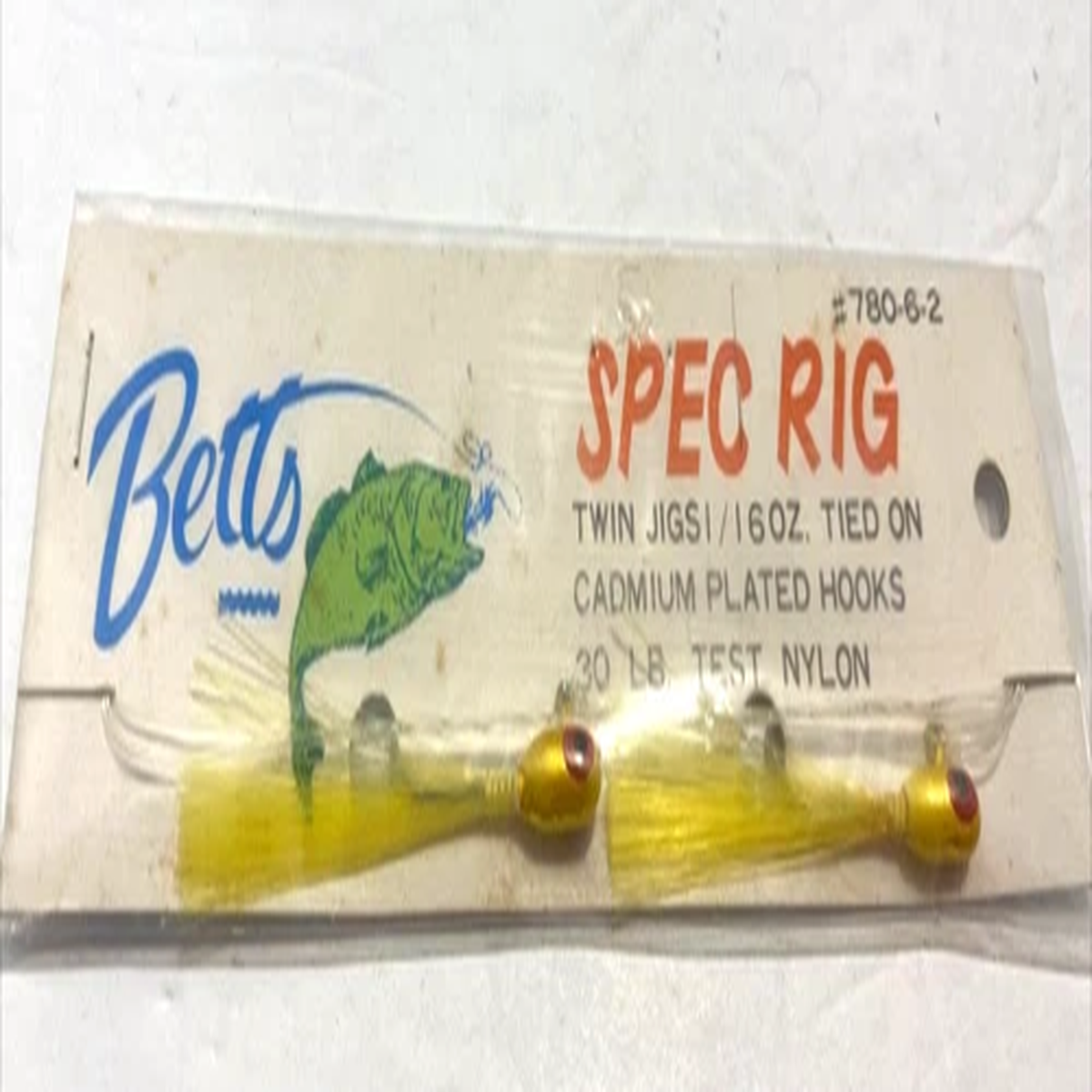 Betts #780-6-2 Spec Rig Twin Jigs 1/16oz Cadmium Plated Hooks 10lb Test Line NEW