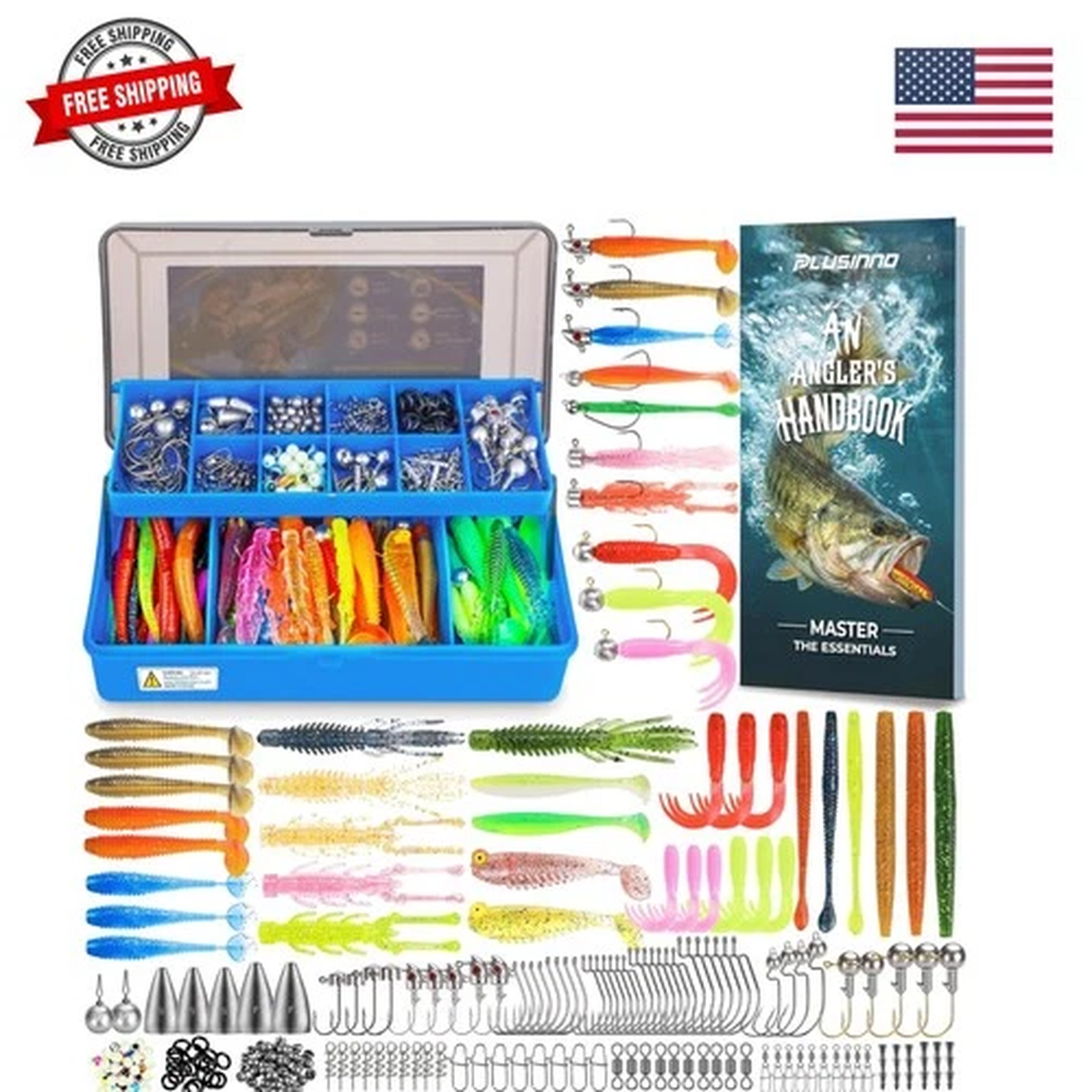 Fishing Lures Kit, 211pcs Tackle Box with Tackle Included, Bass Fishing Kit w...