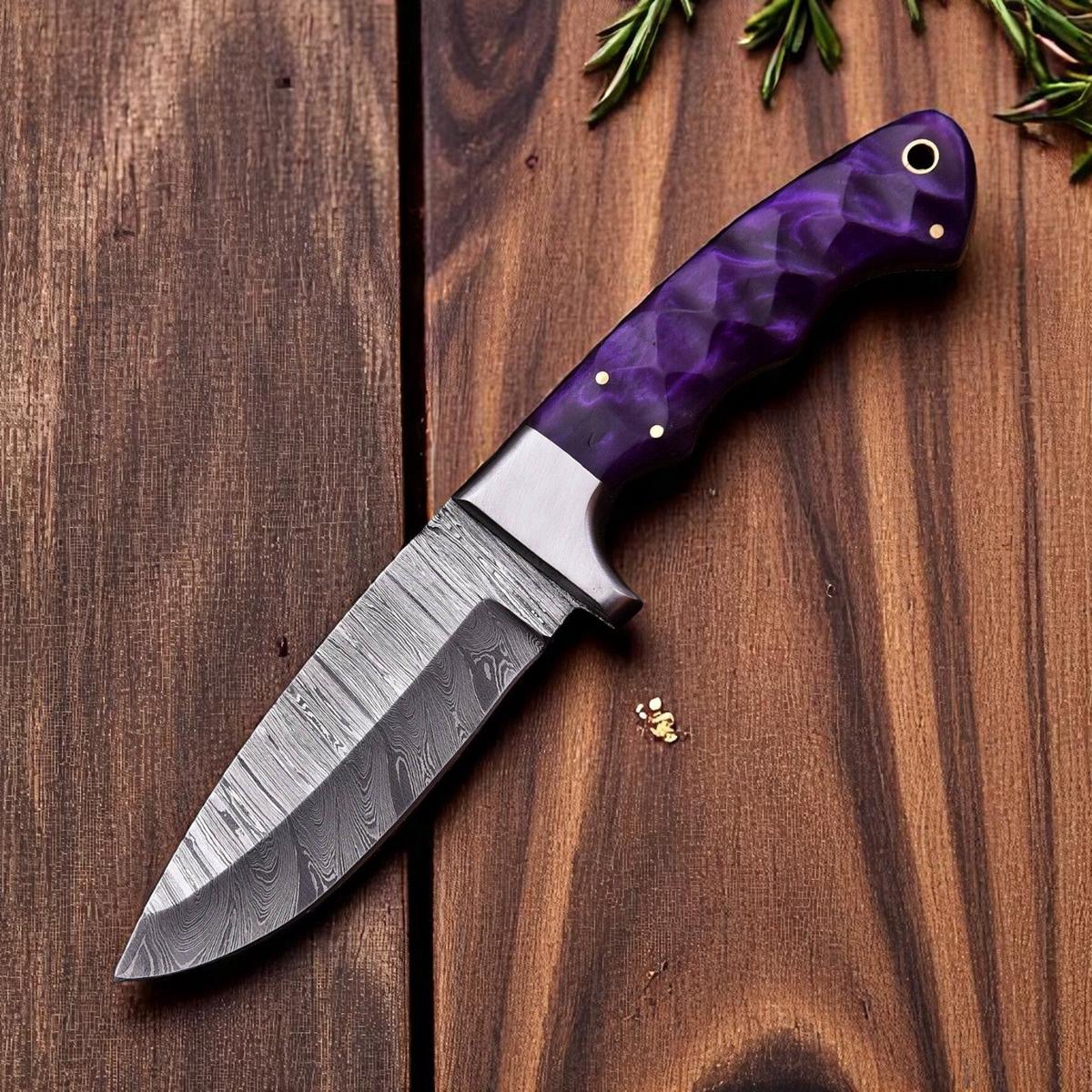 Damascus Knife Store Handmade Damascus Steel Hunting Knife 8" with Sheath