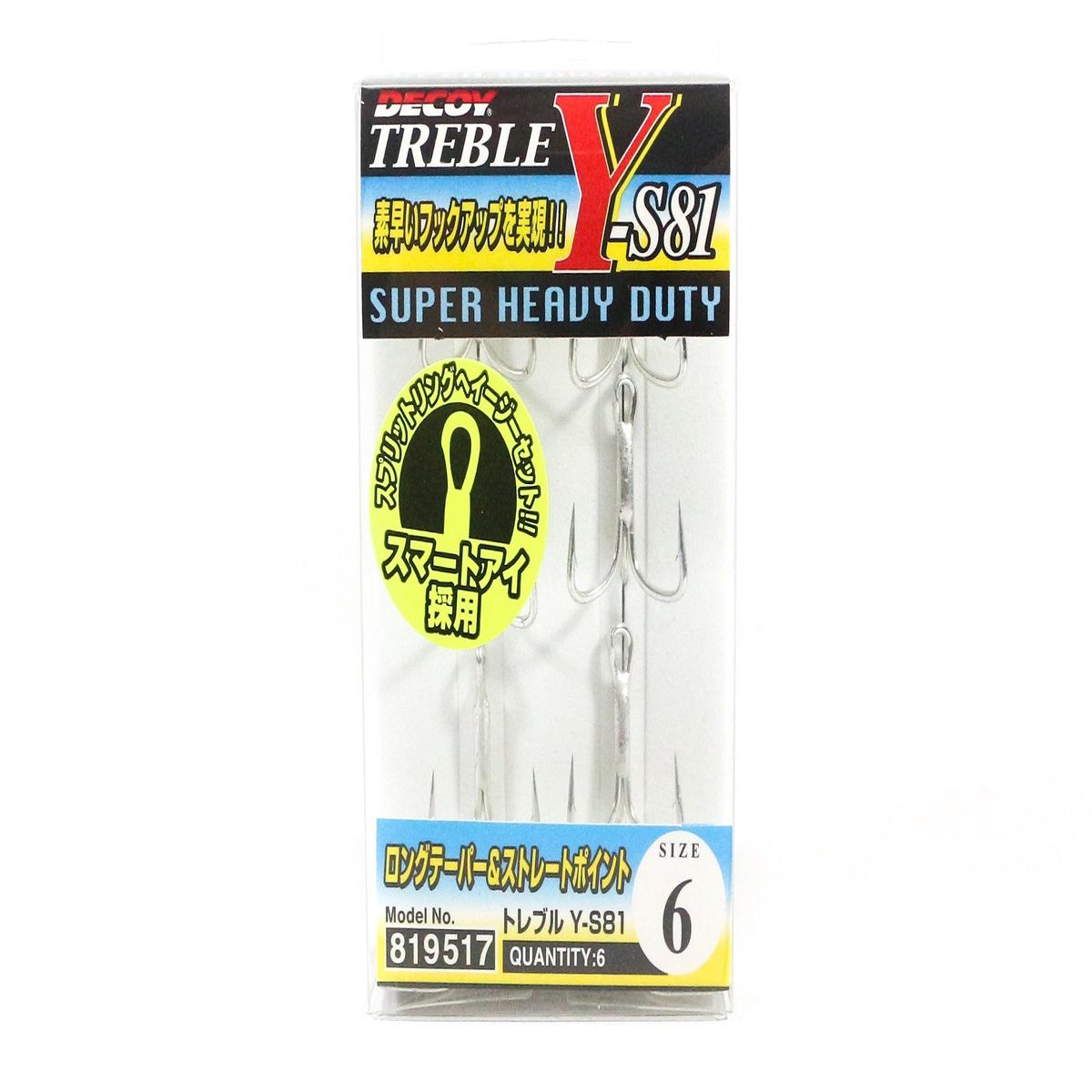 Decoy Y-S81 Treble Hook Heavy Duty Treble Hooks Size 6 (9517)