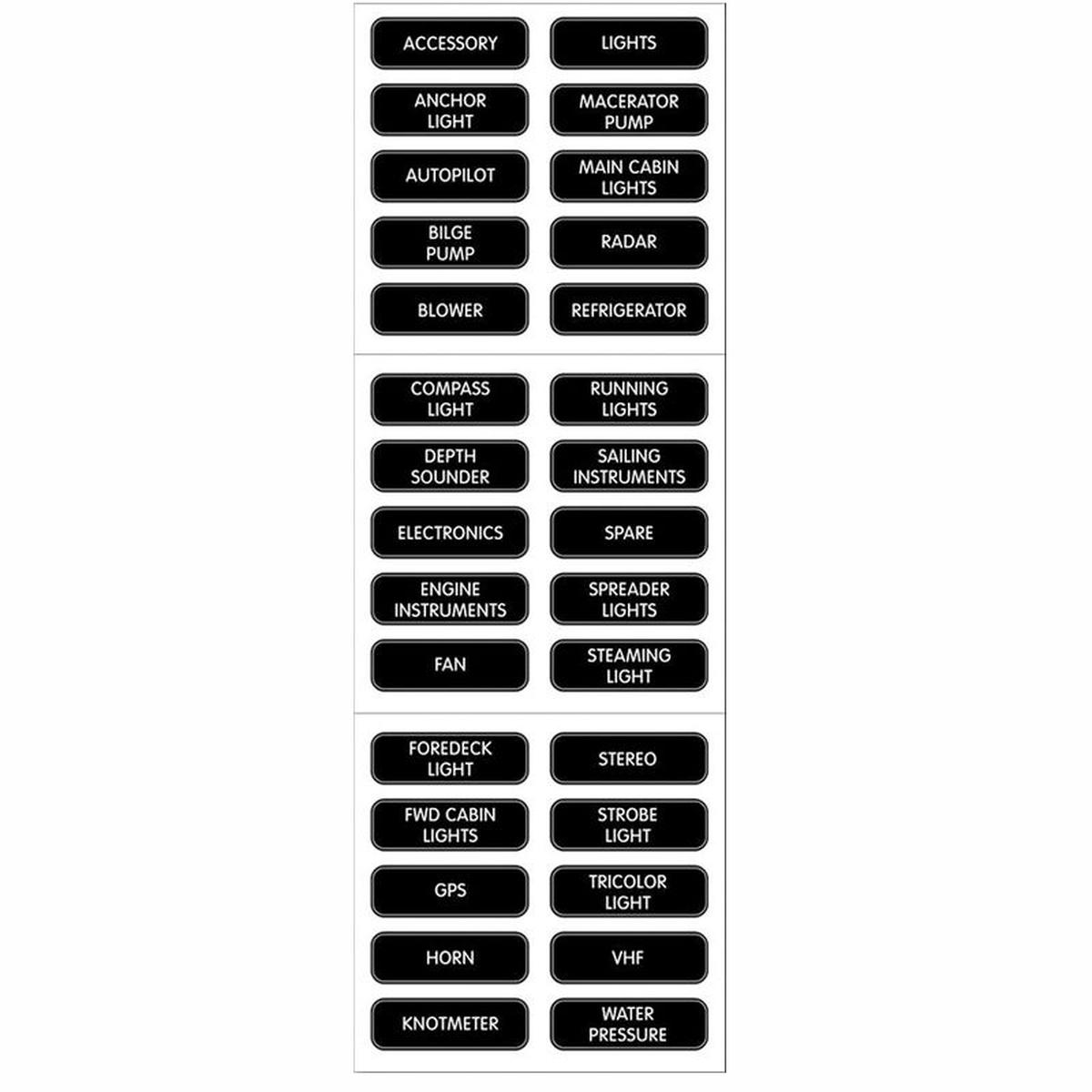 Blue Sea 8030 Large Format DC Panel Basic Label Kit - 30 Labels.