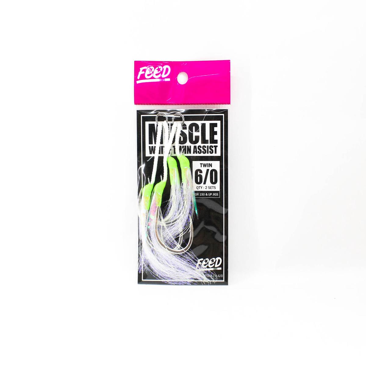 Feed FTAW-CH 6/0 Muscle White Twin Assist Hooks Size 6/0 2 set (5854)