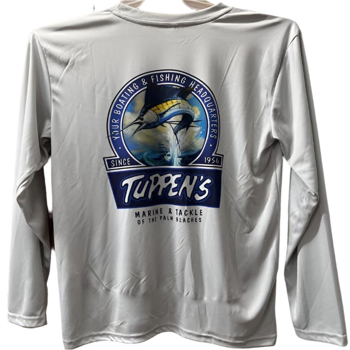 Tuppens Youth Silver Grey Sailfish Long Sleeve Performance Shirt