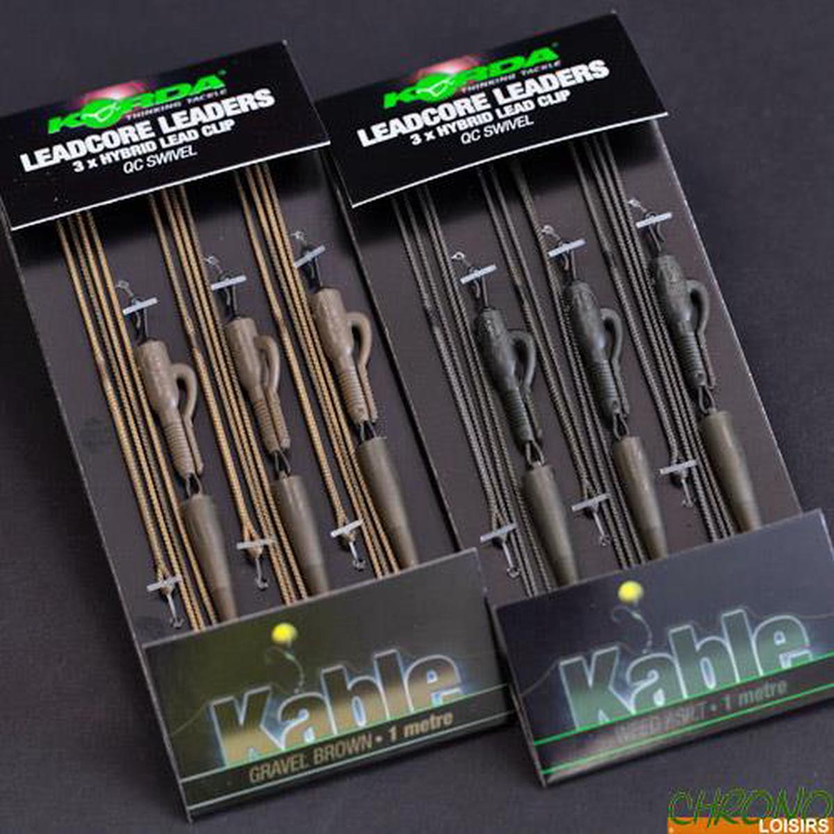 Korda Leadcore Leader Hybrid Leadclip QC Swivel - Gravel