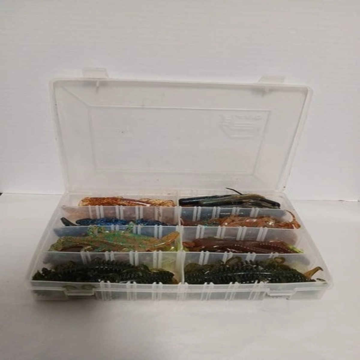 Plano Tackle Box With Rubber Lizards,worms And Crayfish Fishing Lures
