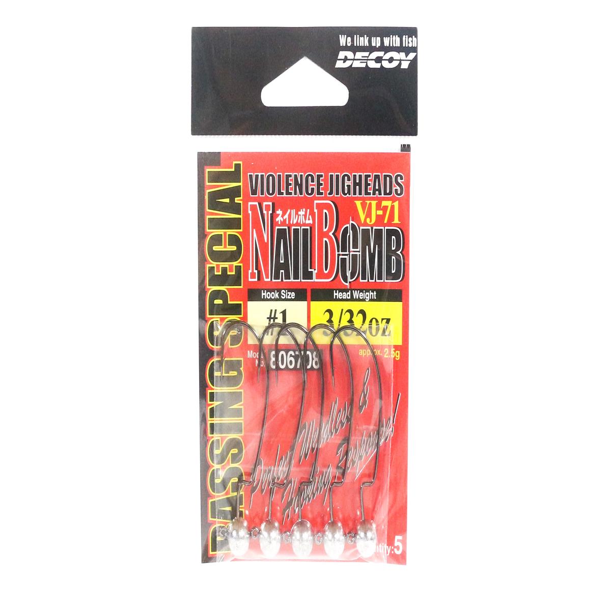 Decoy VJ-71 Jig Head Nail Bomb Hook Size 1 , 3/32 oz (6708)