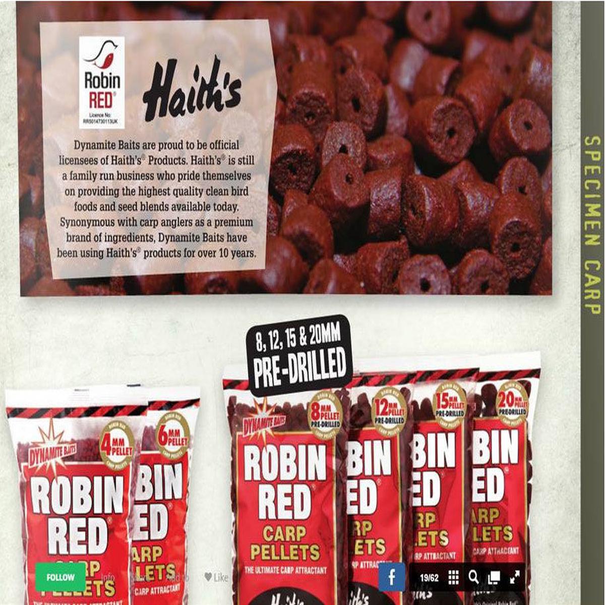 Robin Red Pellets, Standard and Pre Drilled, 900g packs, Dynamite Baits