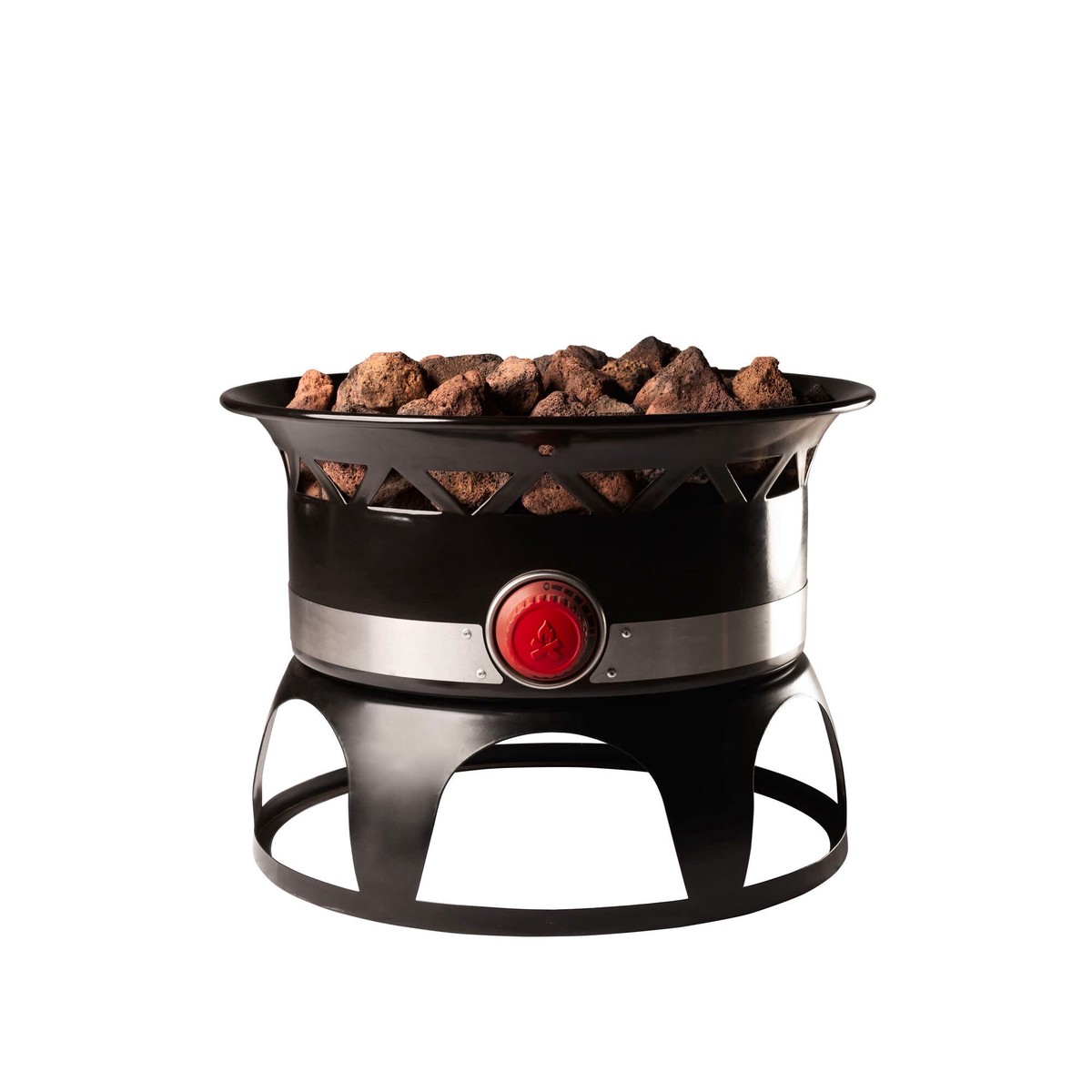 Camp Chef Redwood 18 in. Outdoor Liquid Propane Fire Pit with Lava Rocks and Lid Black